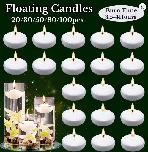 20-100pcs Floating Candles 1.7Inch w/4Hours Burn Time 