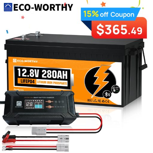 ECO-WORTHY LiFePO4 Lithium Battery with Charger