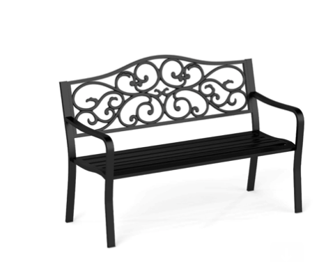 50" Porch Bench with Ergonomic Backrest and Armrests