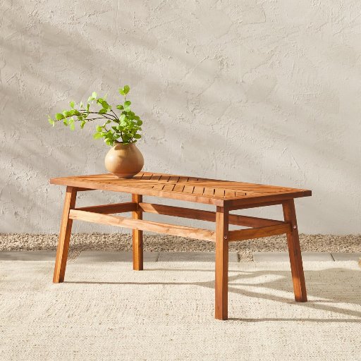Walker Edison Outdoor Patio Wood Chevron Rectangle Coffee Table