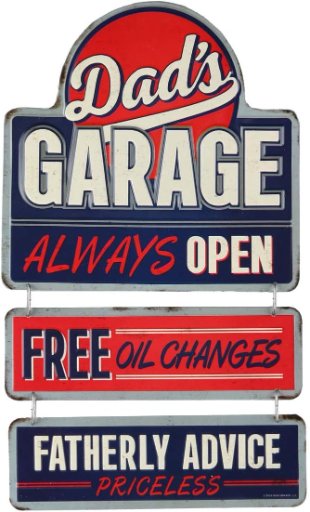 Dad's Garage Embossed Metal Sign