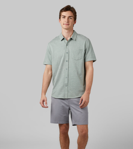 Men's Casual Knit Short Sleeve Button-Up