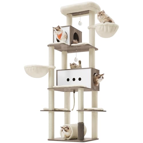 Feandrea Cat Tree, 75.6-Inch Tall Multi-Level Condo