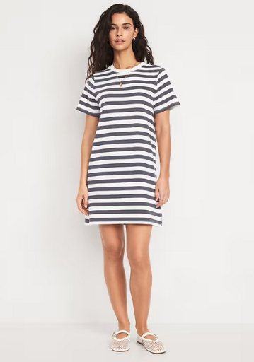 Vintage Crew-Neck Mini T-Shirt Dress