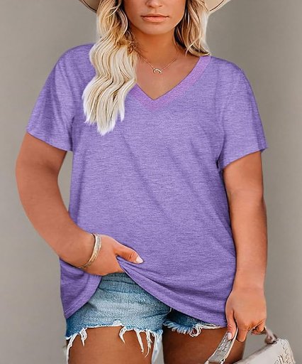 Women's Plus Size V Neck T Shirts
