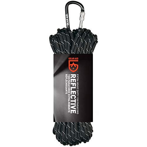 GEAR AID 1100 Paracord and Carabiner, 5.5mm Heavy-Duty Cord, 100ft