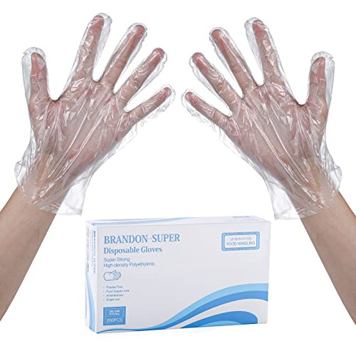 Brandon Super High Density Polyethylene Food Gloves, 200 Count