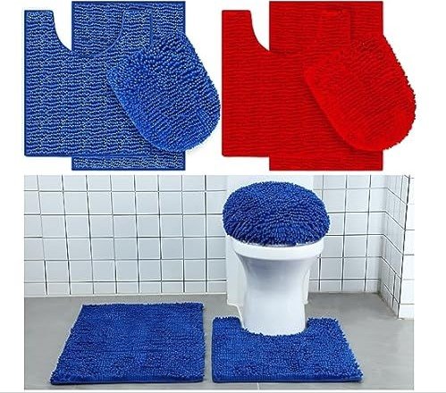 6 Pieces 2 Colors Bathroom Rug Set