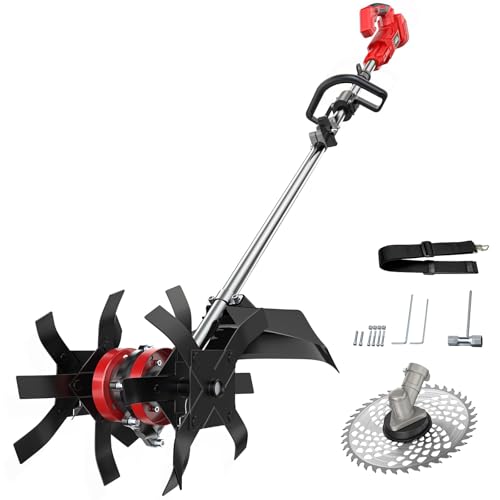 Ecarke 2-in-1 Cordless Tiller Cultivator & Weed Wacker Brushless Motor (Tool Only)