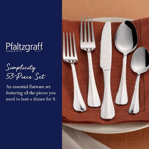 Pfaltzgraff Everyday Simplicity Flatware Set, 53 PC, Serves 8