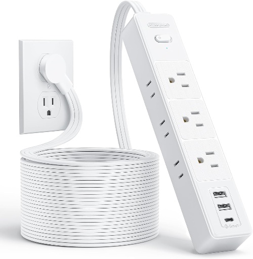 15 ft Flat Extension Cord with Surge Protector