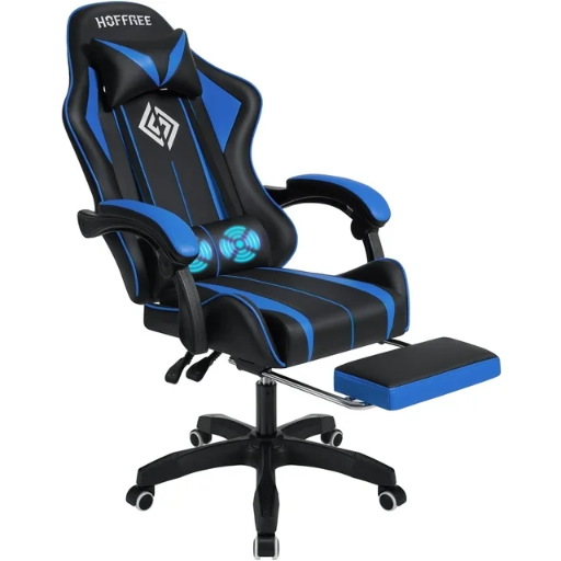 Massage Gaming Chair with Footrest and Lumbar Support