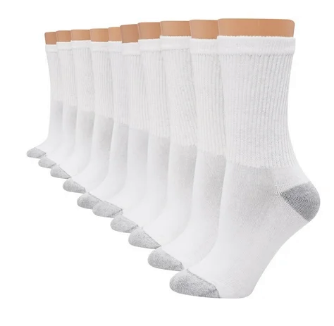 Hanes Women's Full Sole Cushion Athletic Crew Socks, 10 Pairs