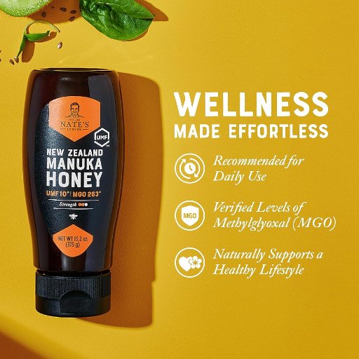 Nature Nate's Raw Manuka Honey, 13.2 Oz. Squeeze Bottle