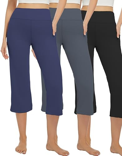 3 Pack Women's High Waist Yoga Capris