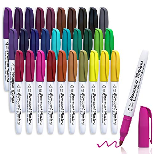 Lelix 30 Colors Fine Point Permanent Markers