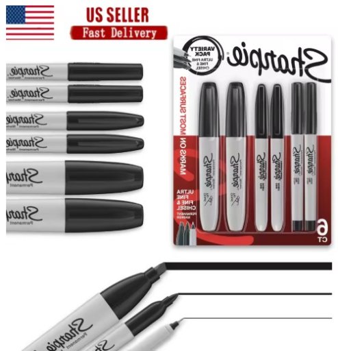 Multi-Tip Black Permanent Markers