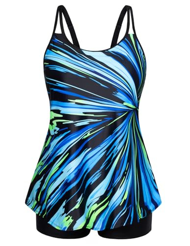 Hanna Nikole Womens Elegant Two Piece Swimsuit with Boyshorts Plus Size Tankini Swimwear