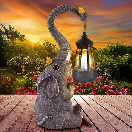 ILLUMINEW Solar Outdoor Garden Decor Elephant Statues