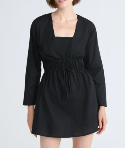 Free Assembly Women's Tie Front Cotton Coverup Dress
