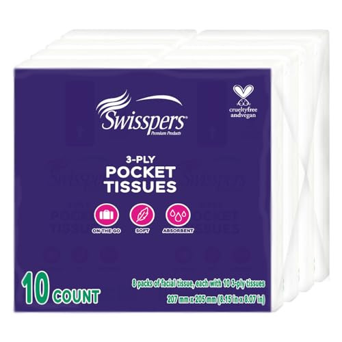 Swisspers 3-Ply White Facial Pocket Tissues