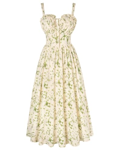 Scarlet Darkness Women's Floral Corset Milkmaid Long Dress w/ Pockets Deal