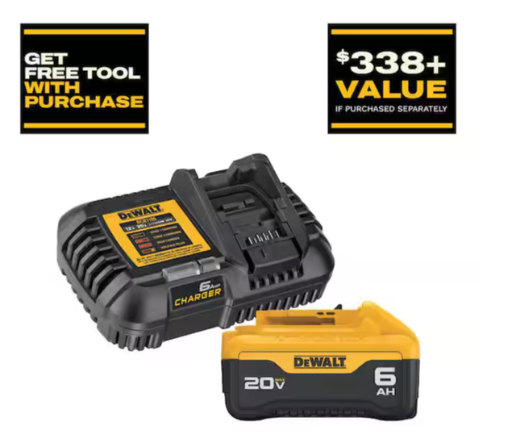 DEWALT 20V MAX Battery Pack, Charger Kit & Free Tool