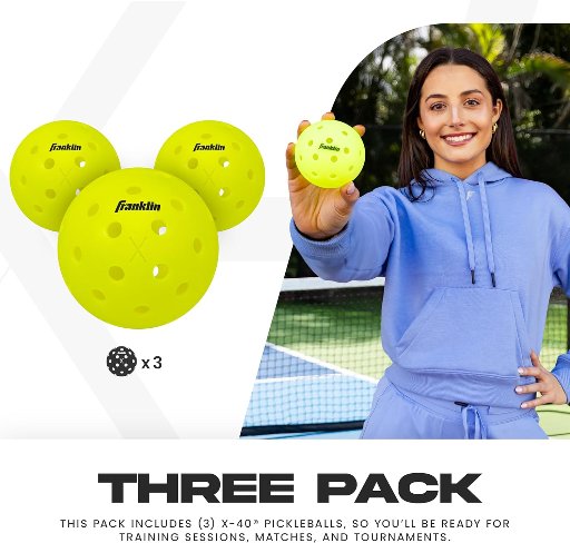 Franklin Sports X-40 Outdoor Pickleballs (3 Pack)