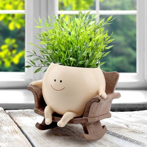 KIUGCO Smiley Rocking Chair Planter