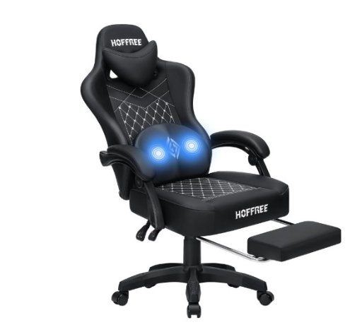 Hoffree Gaming Chair with Massage and Footrest