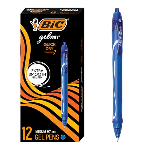 BIC Gelocity Quick Dry Blue Gel Pens 12-Count, Medium Point (0.7 mm) Deal