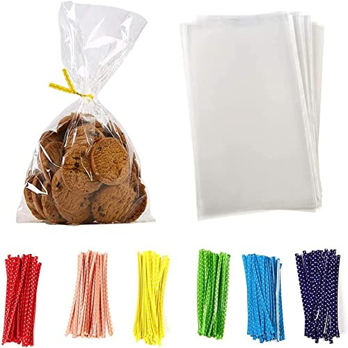 Brandon-super Clear Flat Cello Cellophane Treat Bags, 100 Count