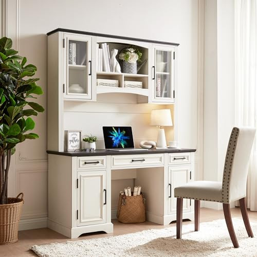 Farmhouse Computer Desk with Charging Station