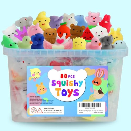 Kawaii Squishies Mochi Squishy Party Favor Toys, 80 Count
