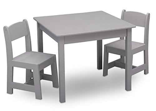 Delta Children MySize Kids Wood Table and Chair Set, Grey, 3 Piece Set Deal