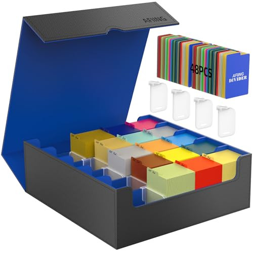Trading Card Storage Box, MTG Deck Box with 48 Dividers & Supporters
