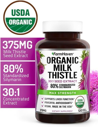 FarmHaven USDA Organic Milk Thistle Capsules, 120 Count