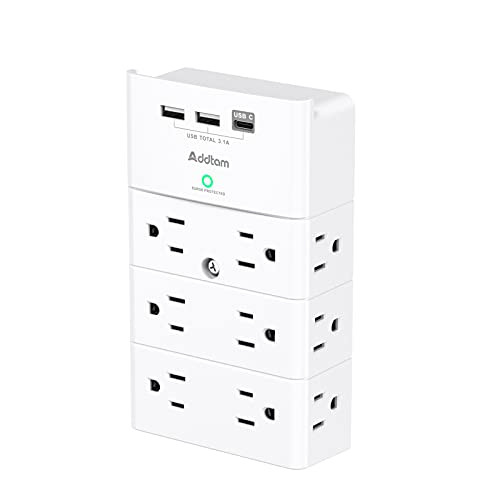 ADDTAM Multi Plug 12 Outlet with Surge Protector and USB Ports