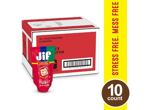 10 Pack Jif Squeeze Creamy Peanut Butter, 13 Oz.
