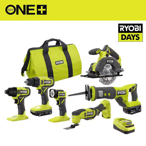 Ryobi ONE+ 18V Cordless 6-Tool Combo Kit