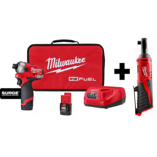 Milwaukee M12 Brushless Impact Driver and Ratchet Kit