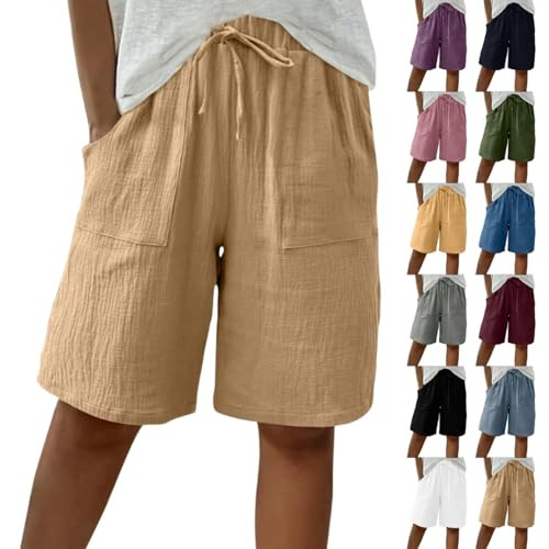 Plus Size Linen Bermuda Shorts for Women