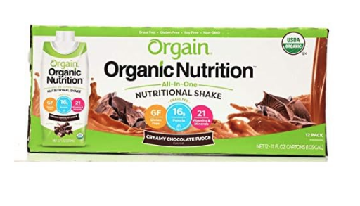 Orgain Organic Creamy Chocolate Fudge Shake 12-Pack, 11 Fl. Oz.