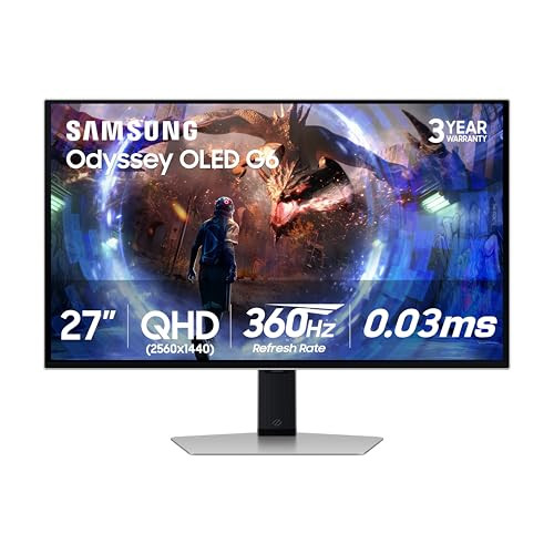Samsung 27” Odyssey 360Hz QHD OLED G6 (G60SD) Gaming Monitor