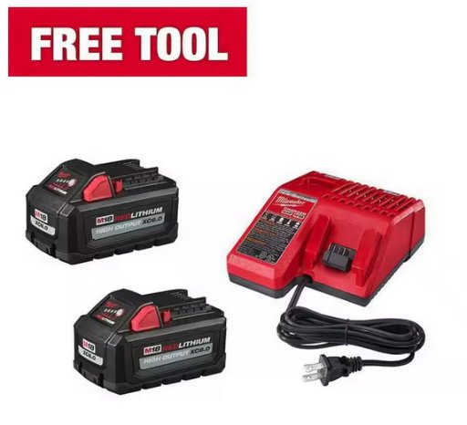 Milwaukee M18 6Ah High Output Battery Kit w/ Charger + Bonus Tool