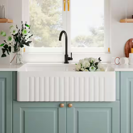 Eclipse White Ceramic Farmhouse Kitchen Sink