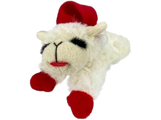 Multipet Lamb Chop Dog Plush Toy with Santa Hat