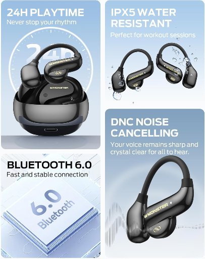 Monster Open Ear AC390 Headphones W/24H Playtime