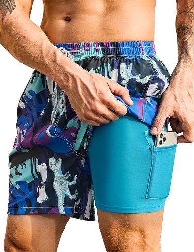 Men's Swim Shorts with Compression Liner