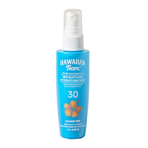 Hawaiian Tropic Weightless Hydration Water SPF 30 Sunscreen Face Mist Spray 2.1-Oz Deal